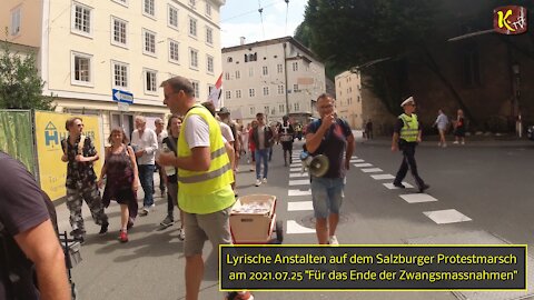 Lyrische Anstalten auf dem Salzburger Protestmarsch am 2021.07.25