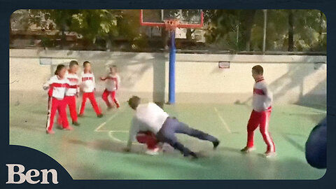 Gavin Newsom Knocks Over Kid While Playing Basketball