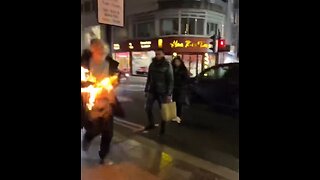 SHOCKING. Man on Fire Runs Down London Street