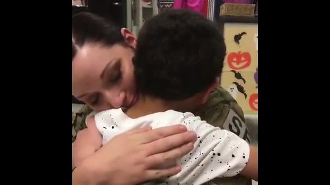 Mom surprises son at school after returning from active duty