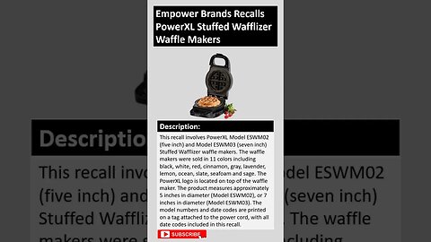 Empower Brands Recalls PowerXL Stuffed Wafflizer Waffle Makers