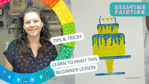 Paint With Me: [Flag Cake] Real-Time Watercolor Tutorial Workshop - Beginners Tips #FoodArt