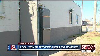 Woman hands out portable meals to Tulsa homeless