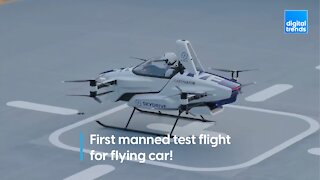 First manned test flight for flying car!
