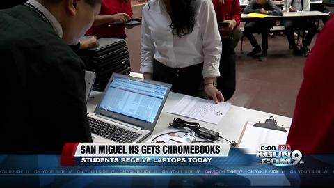 Students at San Miguel HS receive Chromebooks