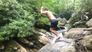 Flipping into mountain pool