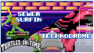 TMNT IV: Turtles In Time (SNES) No Commentary - Sewer Surfin' & Technodrome (Scenes 3 & 4)