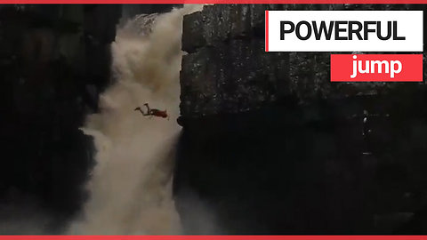 Cliff jumper "nearly dies" after backflipping into Britain's most powerful waterfall