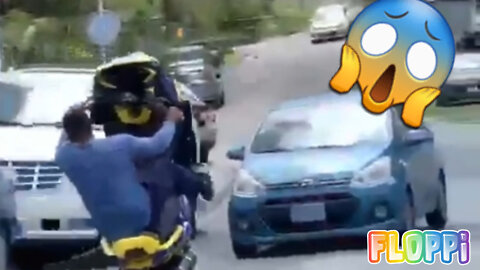 Impressive!!! A motorcycle and a car! See what happens!