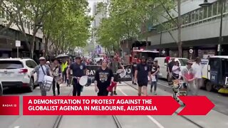 A demonstration to protest against the globalist agenda in Melbourne, Australia
