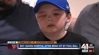Boy hit by baseball at MSSU game returns home