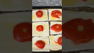 Tomato and cheese puff pastry party food