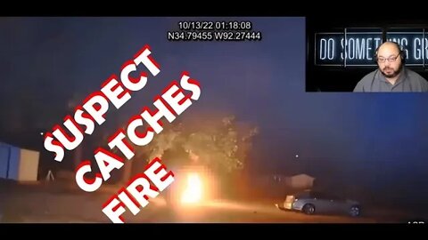 Arkansas State Trooper Chase Motorcyclist, ends in suspect catching fire and being saved by the PD