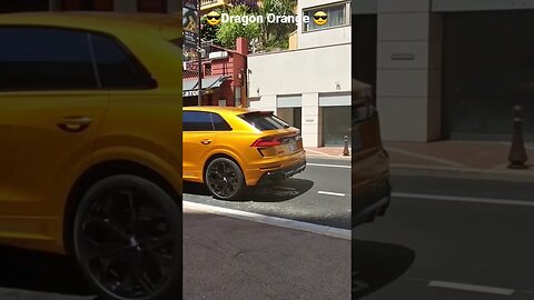 😎Brutal Dragon Orange Audi RSQ8 in Monte Carlo, Monaco shot with Ray-Ban Wayfarer Stories 😎 #audi