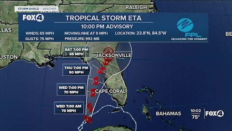 Tropical Storm Eta Update 11/10/20 10 PM