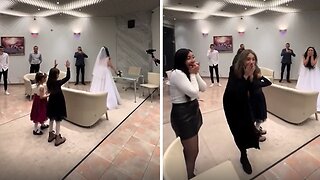 Bride has a hilariously epic fail while throwing the bouquet