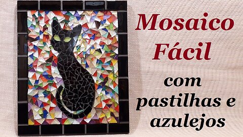 MOSAICO - GATO COM CACOS DE PASTILHAS DE VIDRO - @lucibuzo