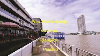 Phra Pinklao bridge river walk in Bangkok Thailand