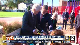 Former President Bill Clinton visits Too Small to Fail "Talking is Teaching" themed playground