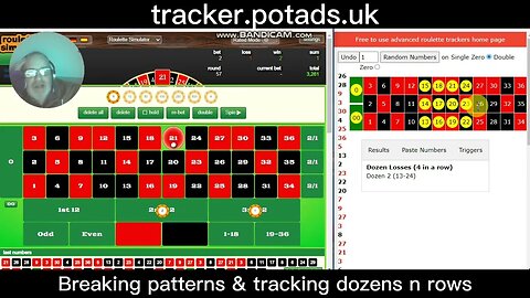 Advanced roulette tips -- Breaking patterns & tracking dozens n rows with tracker.potads.uk