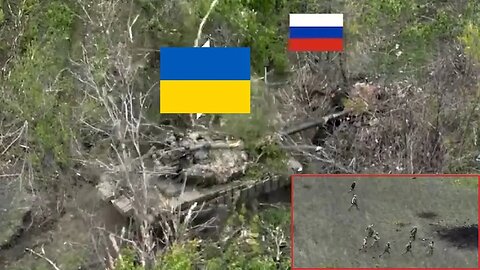 Ukrainian Tank Crushes Russian Fighting Positions Under Its Tracks While Russian Soldiers Flee
