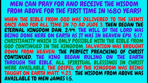 James THE WISDOM FROM GOD IS AS HIGH AS THE HEAVENS ABOVE THE WISDOM FROM BELOW (MEN'S) ISAIAH 55:8ff.