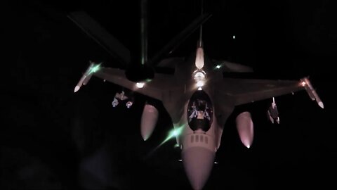 Nighttime Air Refueling of U.S. Air Force F-16 Fighting Falcon