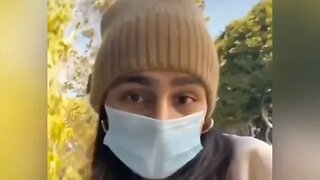 Porn actress Mia Khalifa picks up dog poo with her mask then puts it back on her face
