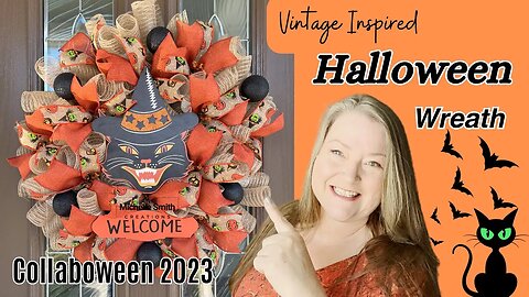 Vintage Inspired Halloween Wreath ~ How to Make a Halloween Wreath ~ Halloween DIY Collaboween 2023