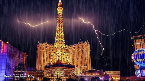 Heavy Thunderstorm Sounds over Las Vegas City - Rain, Thunder & Lightning Sound Effects for Sleeping