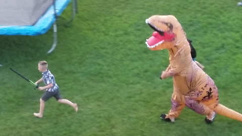 Dinosaur Chases Little Boy