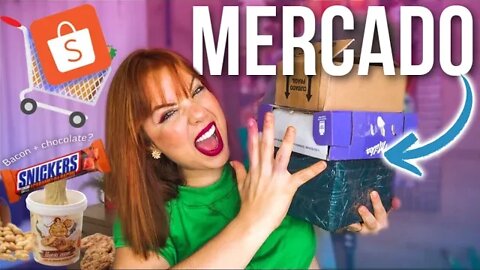 FIZ compras de MERCADO na SHOPEE + provando doces UNBOXING