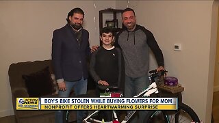 Dearborn boy receives surprise after bike stolen while buying flowers for mom