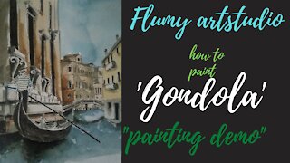 HOW TO PAINT Watercolour Landscapes with Buildings,Tips For Ink & Wash Painting,Venice Gondola