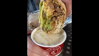 Best ever queso dunked burrito | @westfieldsouthcenter on IG 🌯🧀 #shorts #chipotle