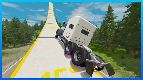 TruckFails | Trucks Jumping - Full Speed - Experiment #240 | BeamNG.Drive |TrucksFails