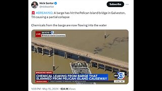 Jsnip4 (2)-Another day another bridge struck by a barge. Galveston Texas