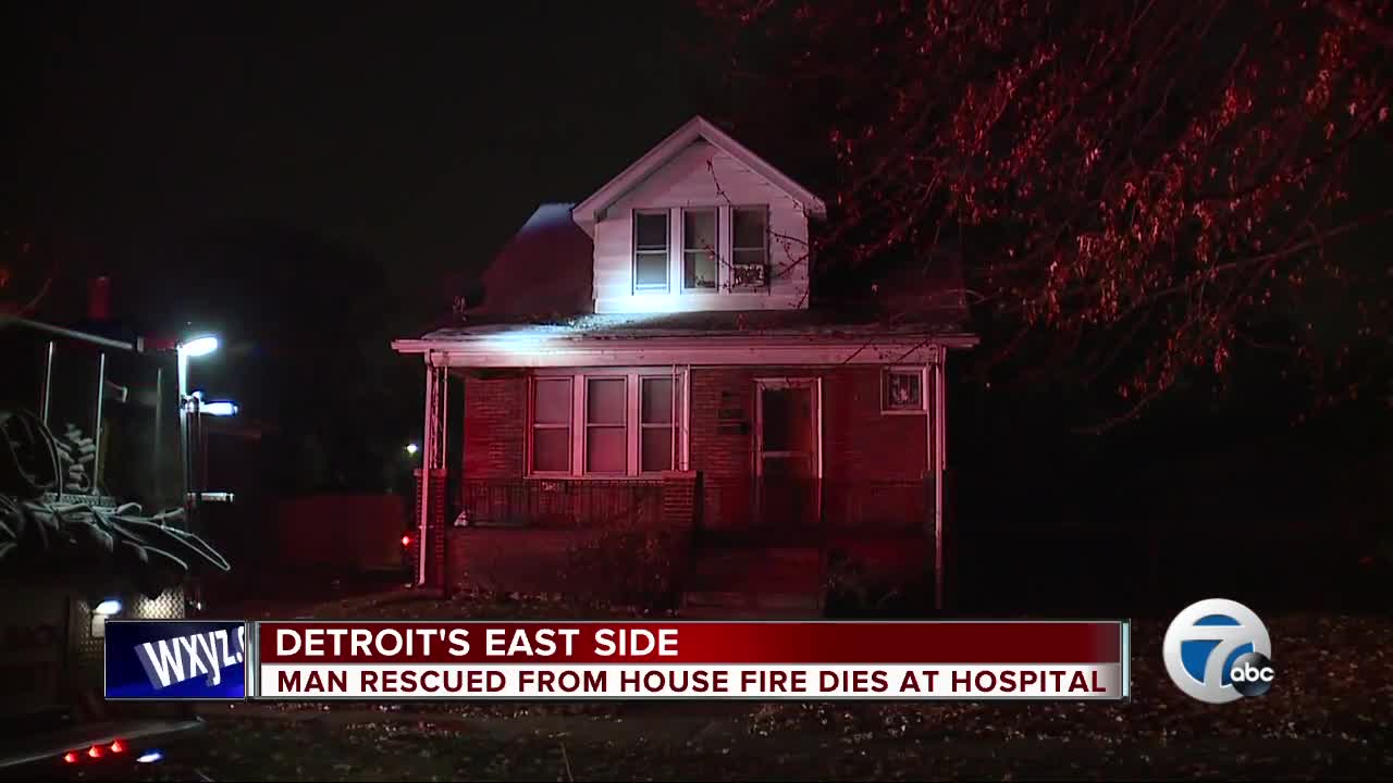Man rescued from house fire dies at hospital