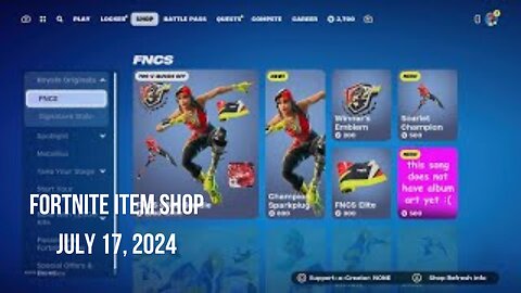 Fortnite Item Shop|July 17, 2024(*New* FNCS C5S3 Bundle)