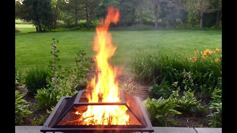 Just a fire in my Hamilton 30" square steel outdoor patio home steel wood burning Fire Pit Bowl