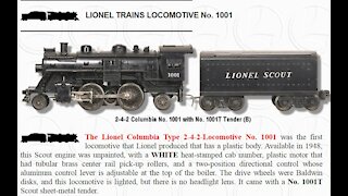 LIONEL 1001 / LIONEL'S FIRST PLASTIC LOCOMOTIVE / 1948