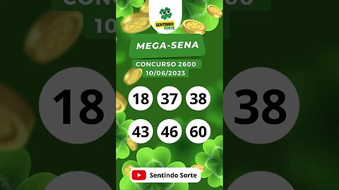 🍀 Resultado MEGA-SENA 2600 | 10/06/23 | Sentindo Sorte #shorts