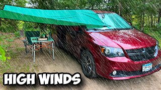 Solo Car Camping in Rain Storm with my Zero Breeze AC 🌧