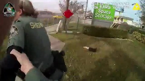 Bodycam captures fleeing robbery suspect crashing Into Deputy's vehicle
