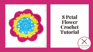 Left Hand Motif of the Month July 2015 8 Petal Flower Motif Crochet Tutorial