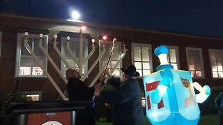 The #Chanukah #Hanukkah Menorah Lightning Ceremony outside Queens Borough Hall 12/20/22