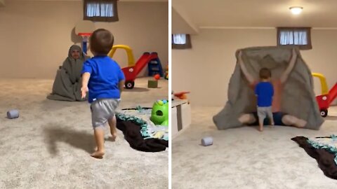Kid gets completely eaten by the "bedsheet monster"