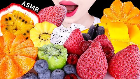 ASMR FROZEN FRUITS, BERRIES, MANGO, KIWI, GRAPE, DRAGON FRUITS etc.