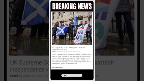 The UK Supreme Court has ruled against Scottish independence, in a major blow to the SNP. | #shorts