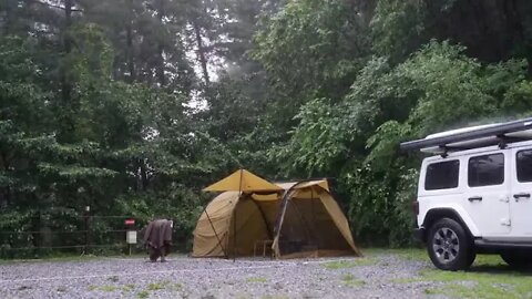 16 &&& A wet tent in a rainstorm! I spent sweet time alone in the downpourcamping in the rainstormca